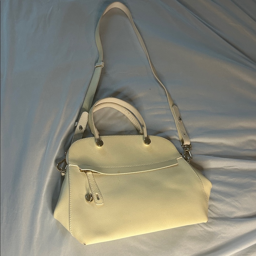 Furla Piper Medium Dome Leather Satchel & Crossbody Bag - Cream - Picture 1 of 8
